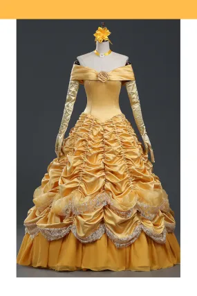 Princess Belle Classic Brocade Ruffle Beauty And Beast Cosplay Costume