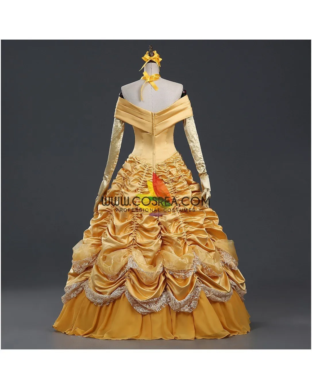 Princess Belle Classic Brocade Ruffle Beauty And Beast Cosplay Costume