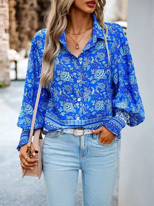 Printed Casual Long Sleeved Women Shirt