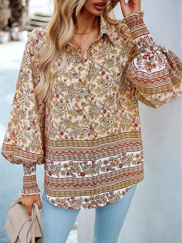 Printed Casual Long Sleeved Women Shirt