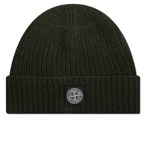 Ribbed Geelong Wool Beanie - Olive Green