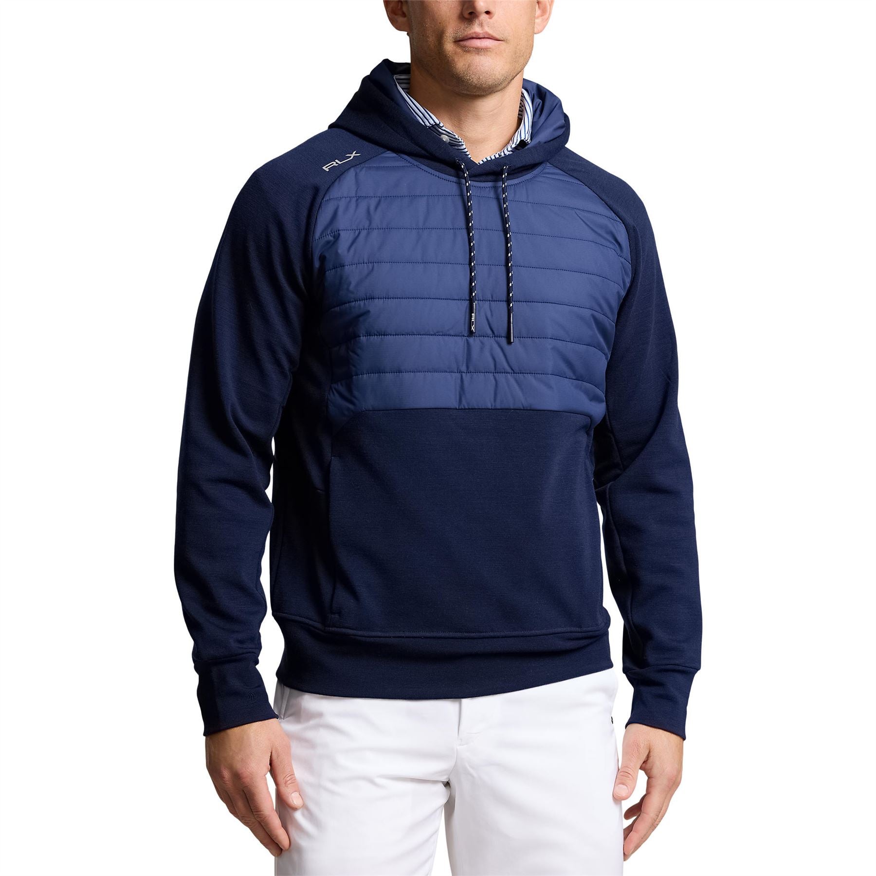 RLX Classic Fit Performance Wool Hooded Hybrid Jacket Navy - SS24