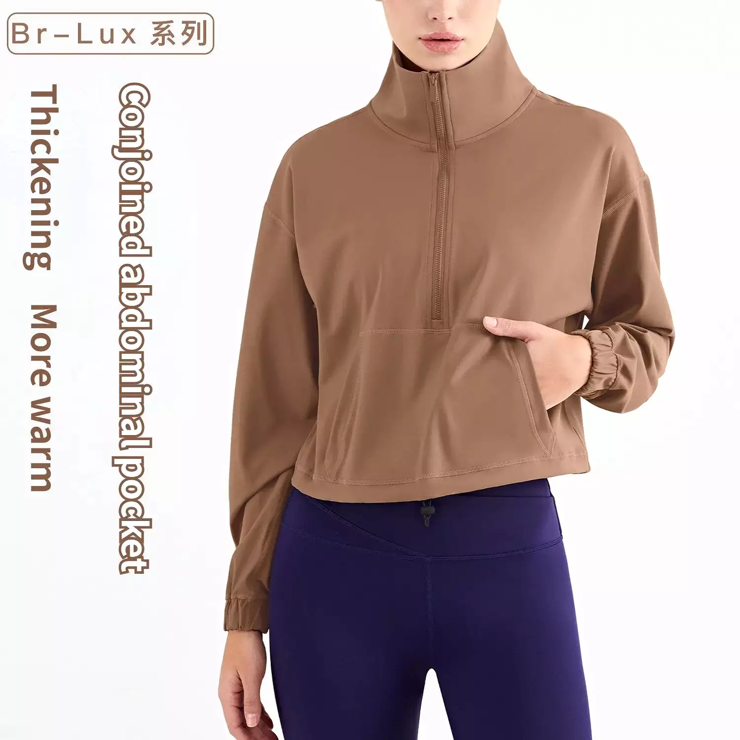 Scuba Autumn and Winter Women's Half Zipper Thickened Thermal Insulation Sports Gym Outdoor Sports Stand Collar Jacket