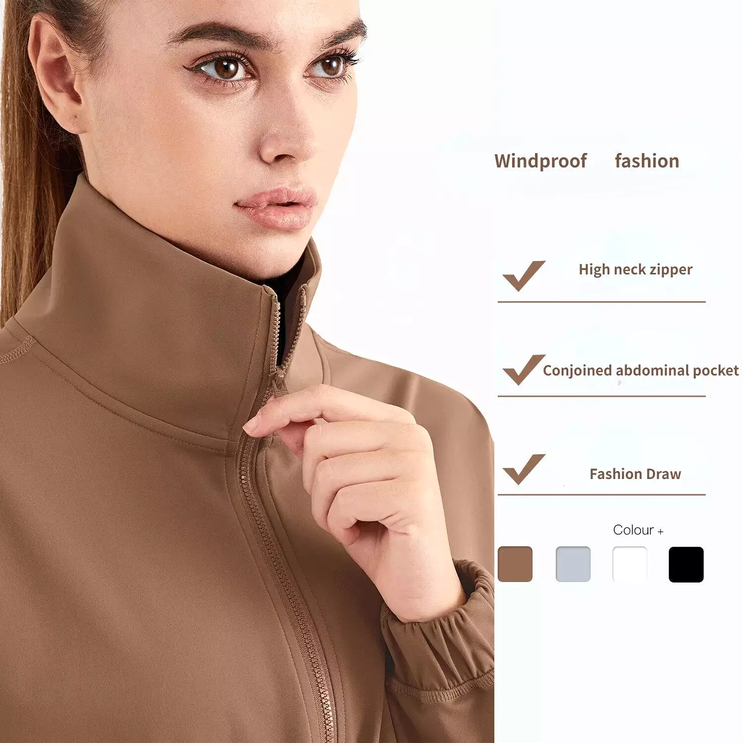 Scuba Autumn and Winter Women's Half Zipper Thickened Thermal Insulation Sports Gym Outdoor Sports Stand Collar Jacket