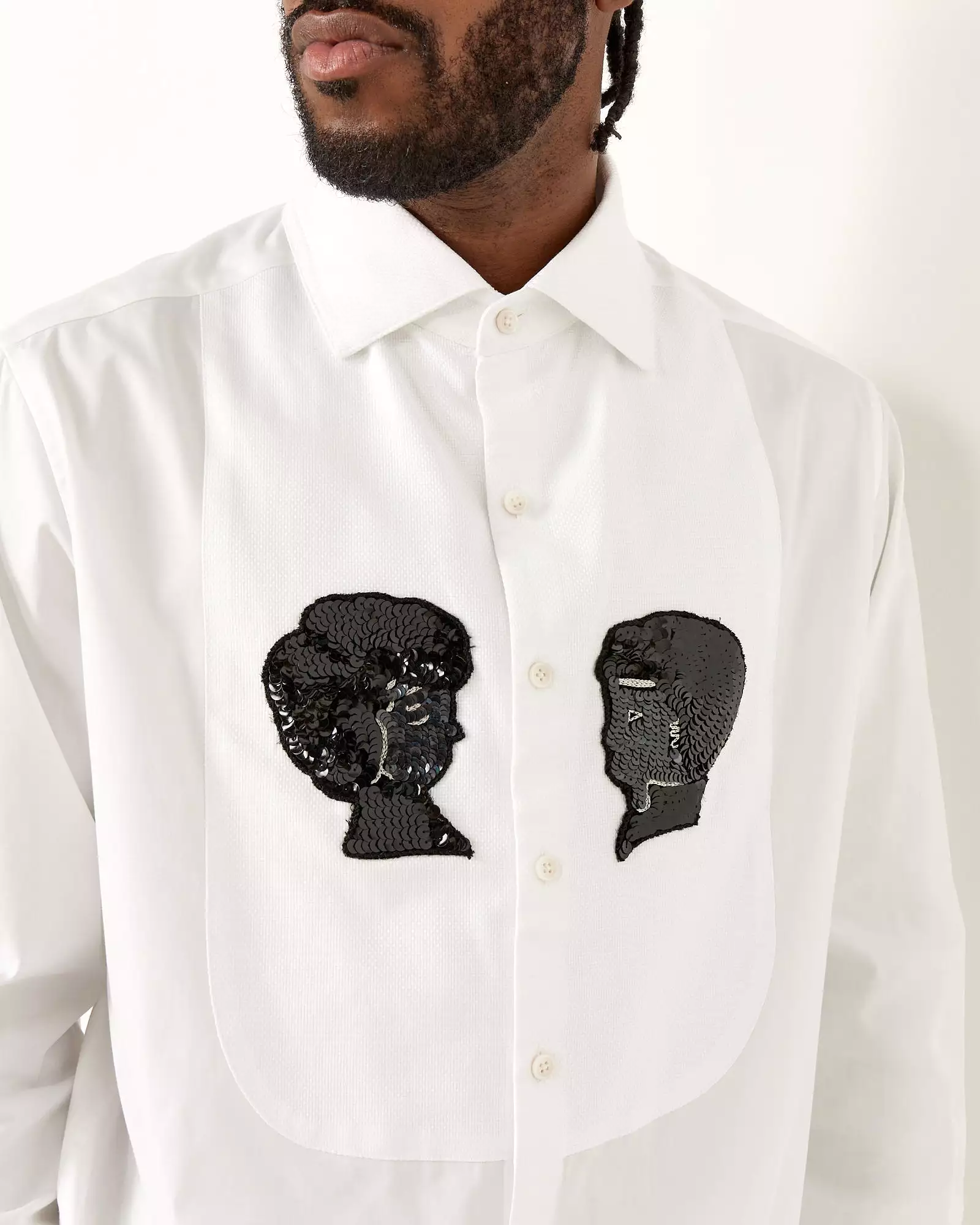 Sequined Silhouette Tuxedo Shirt