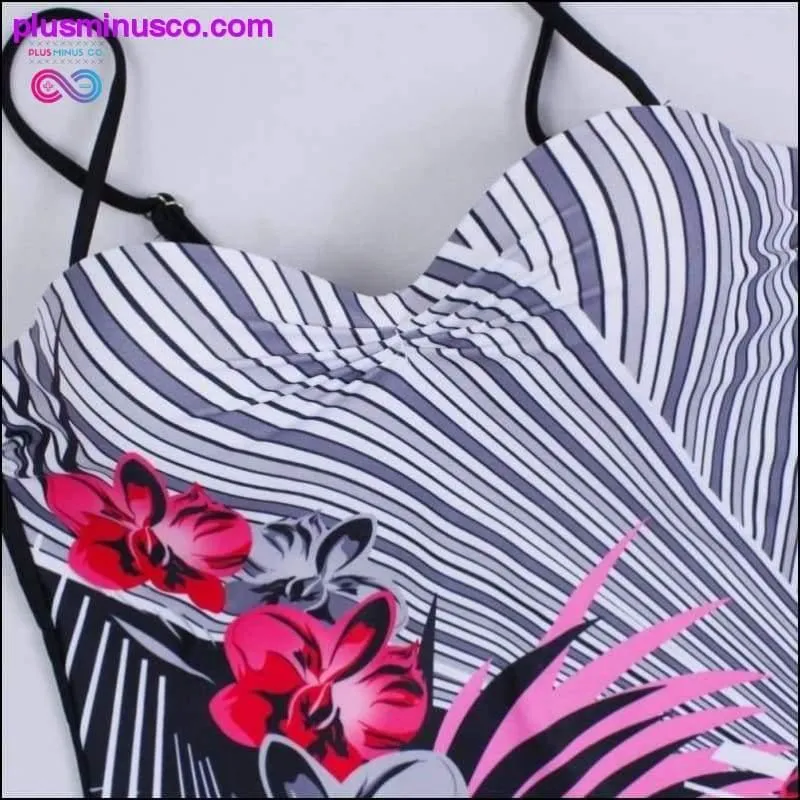 Sexy Striped Floral One Piece Large Swimsuits