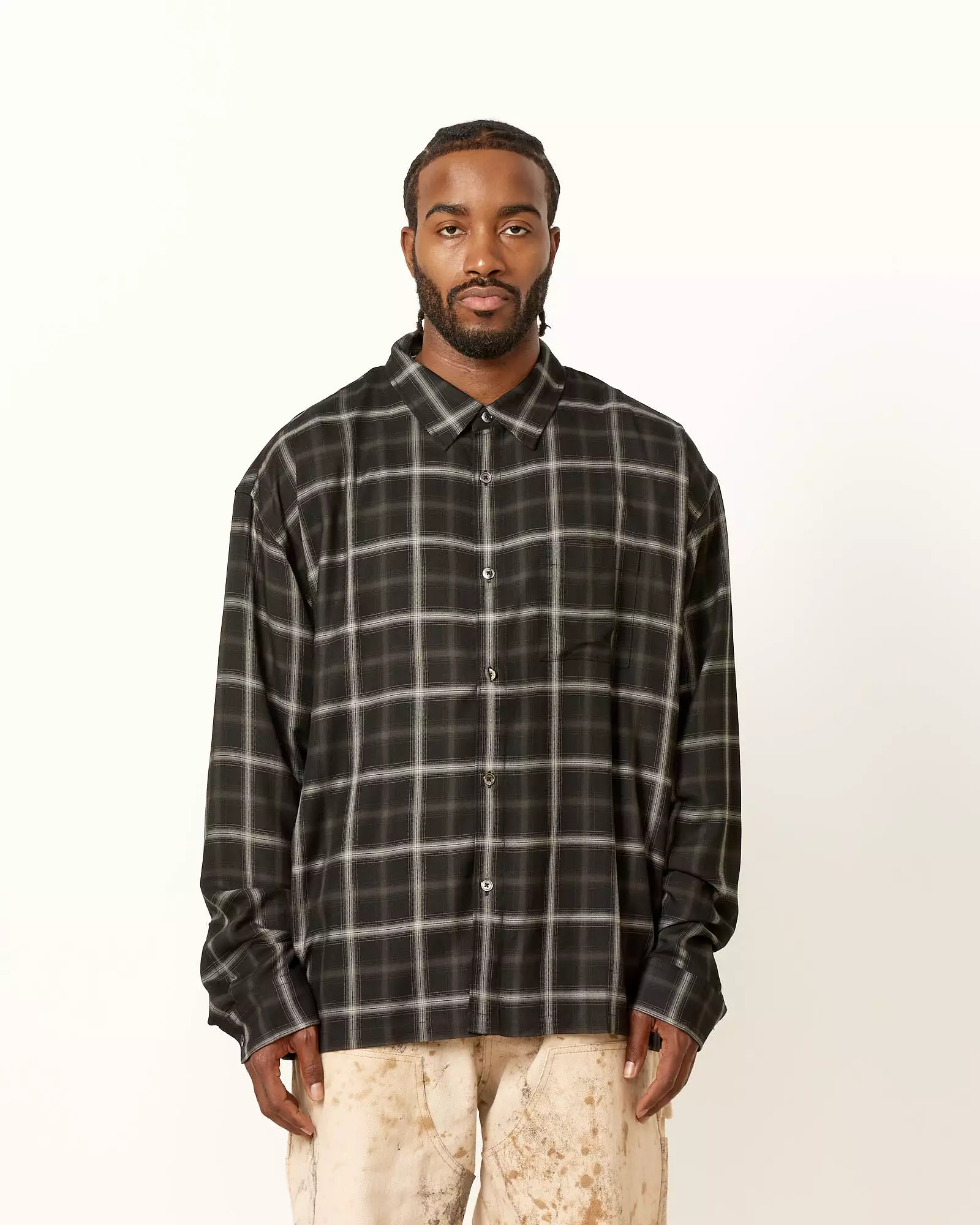 Shadow Plaid Rayon Shirt