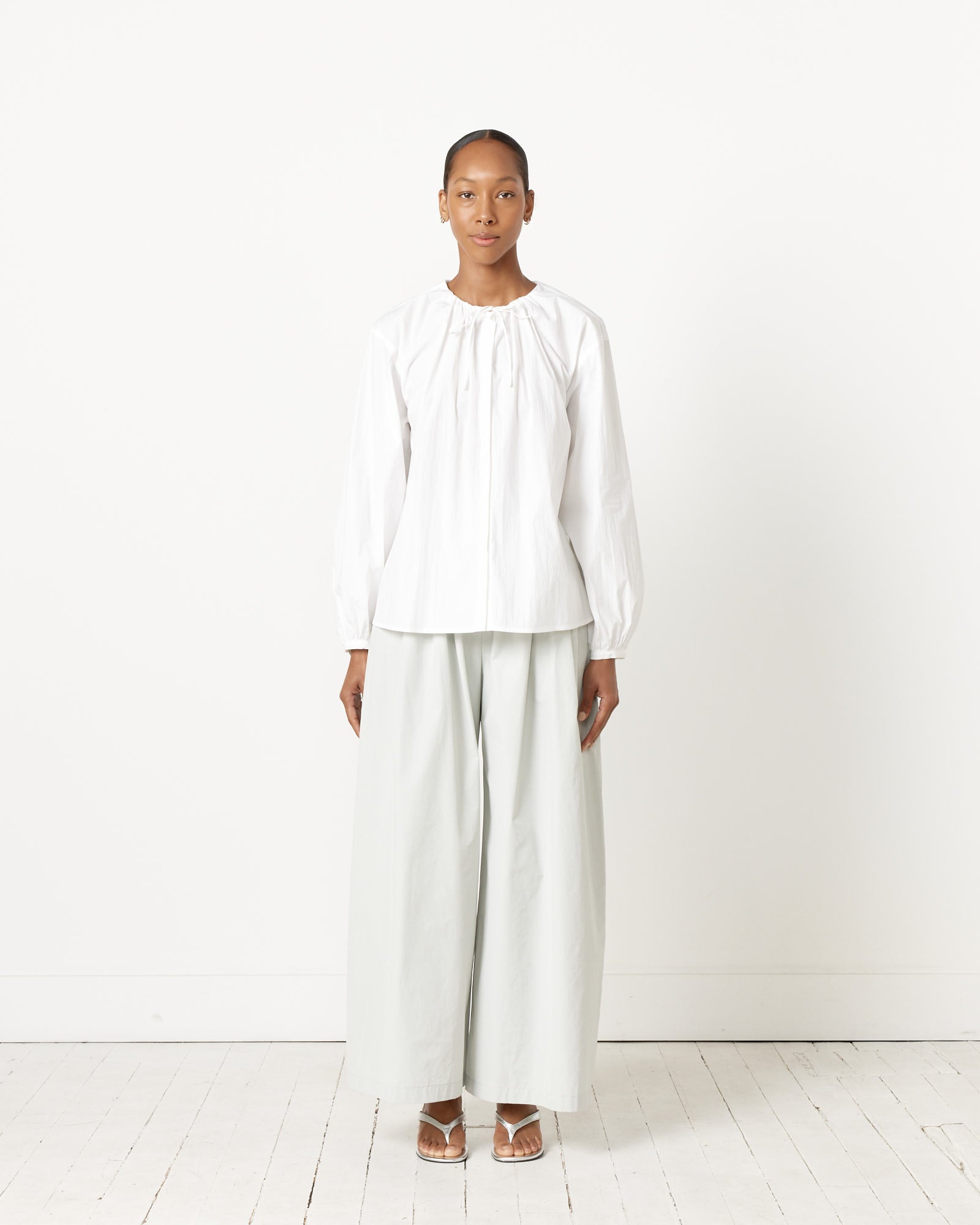 Shirring Banding Pant in Light Grey