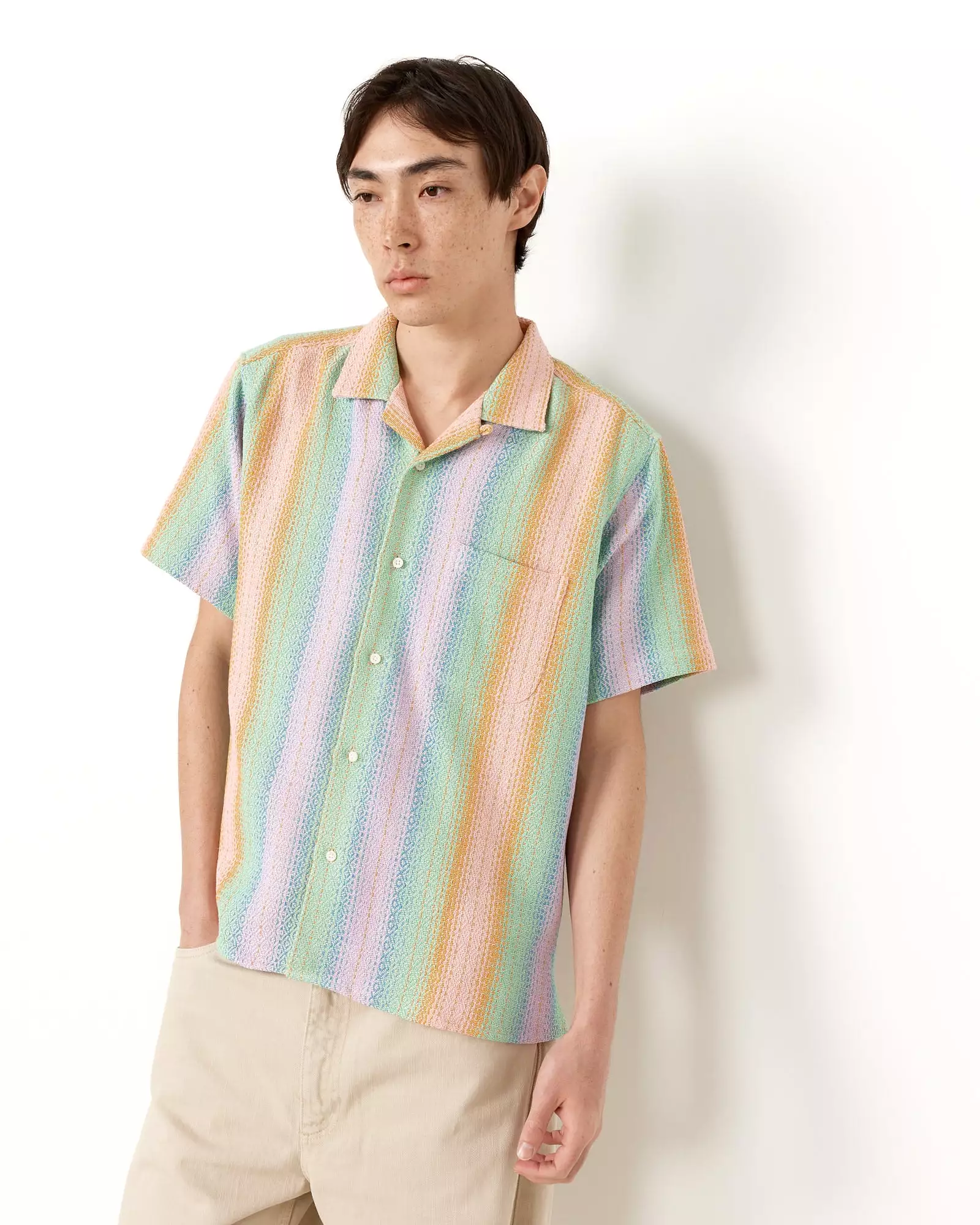 Short Sleeve Camp Shirt in Pastel Baja Blanket