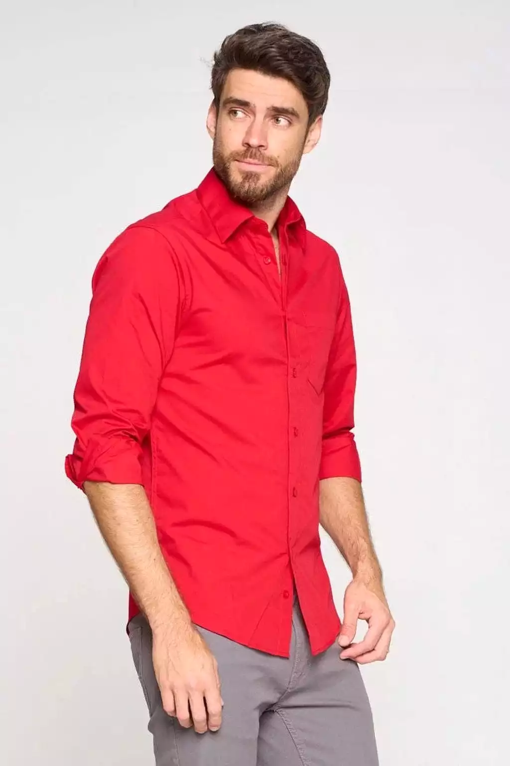 Show Off Long Sleeve Cuban Shirt - Red