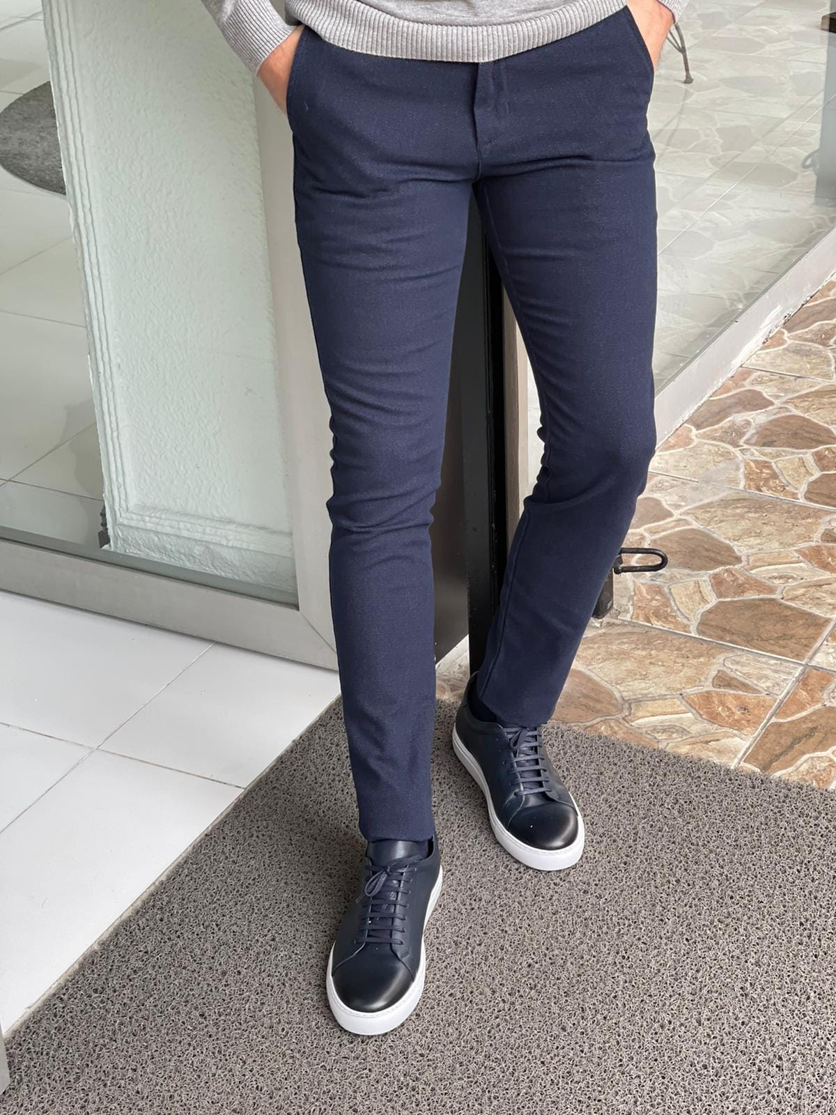 Slim Fit Navy Blue Dress Pants