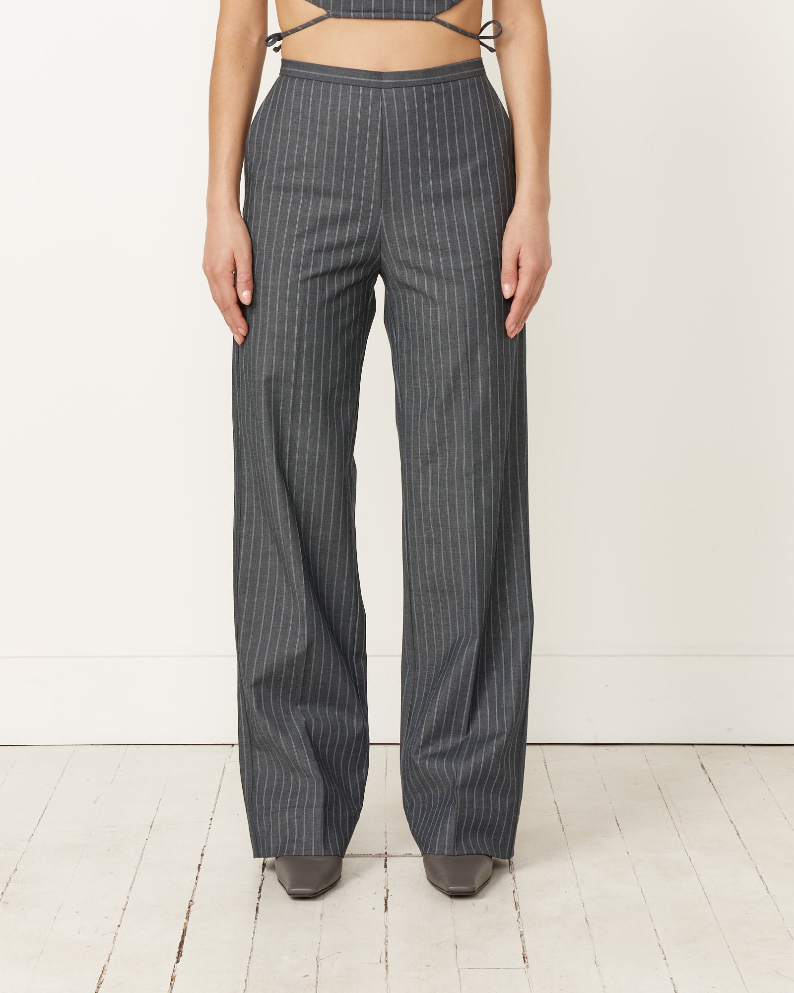 Stretch Stripe Mid Waist Pant