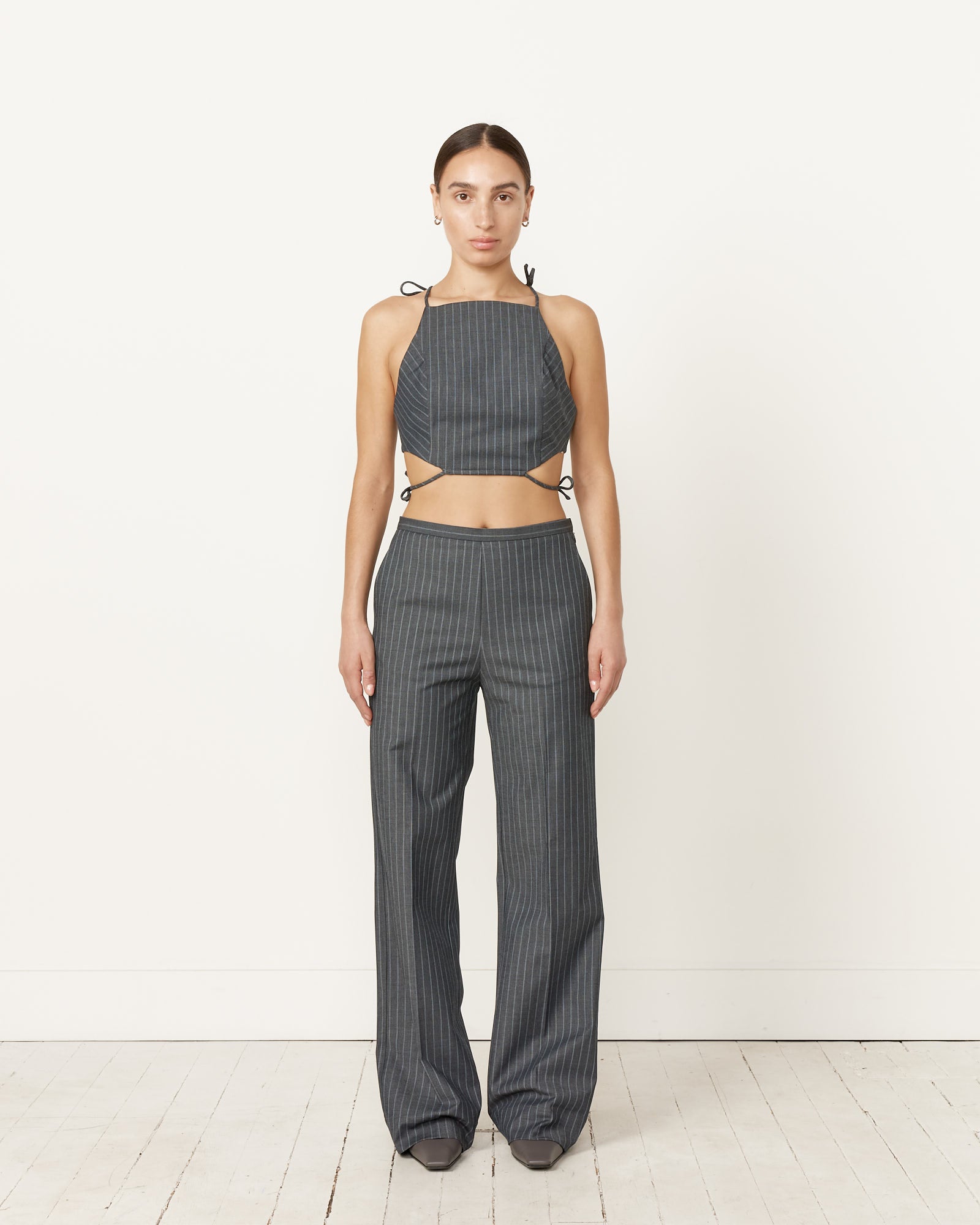 Stretch Stripe Mid Waist Pant