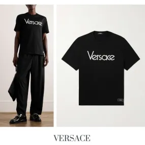 VERSACE  |Cotton Short Sleeves Logo Luxury T-Shirts