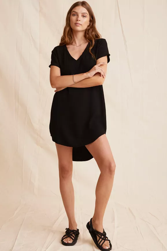 Vintage black v neck tee dress