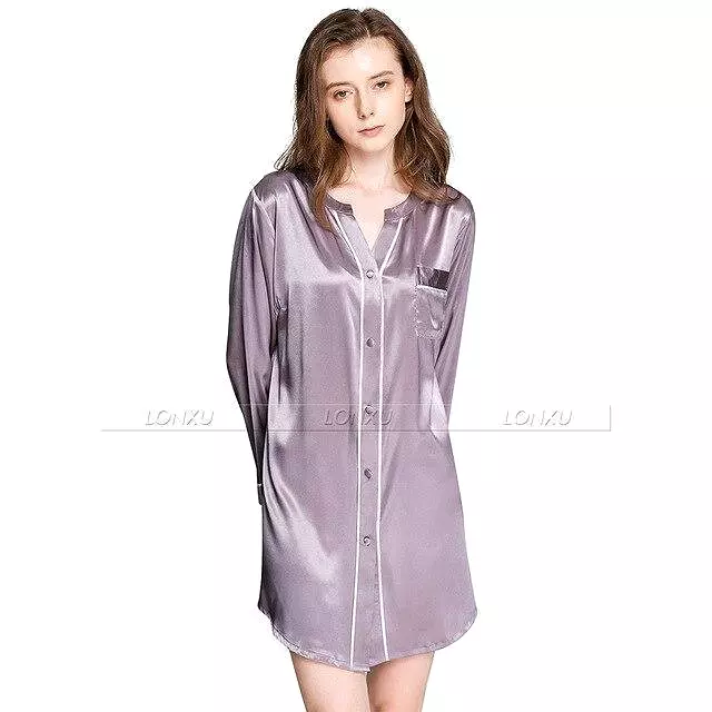 Women Silk Night Dress Sleepshirt