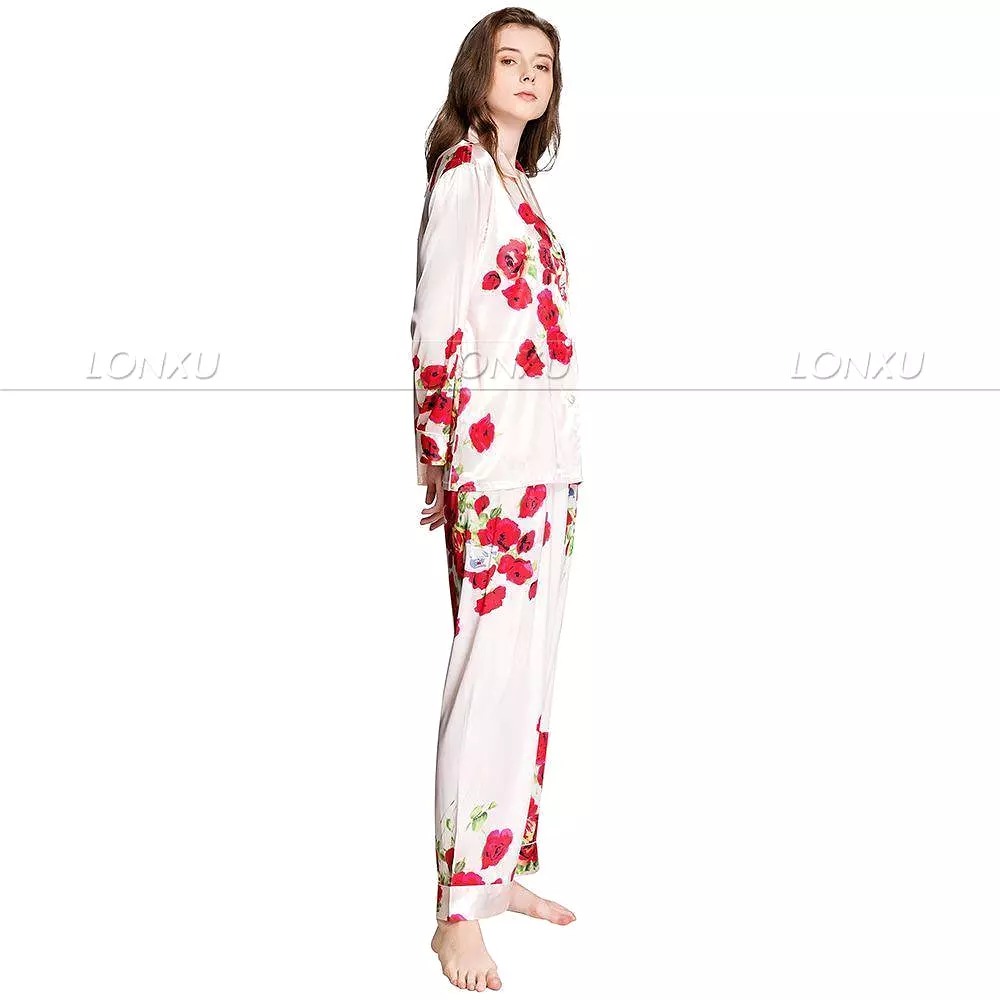 Women Silk Pajama Set, Floral