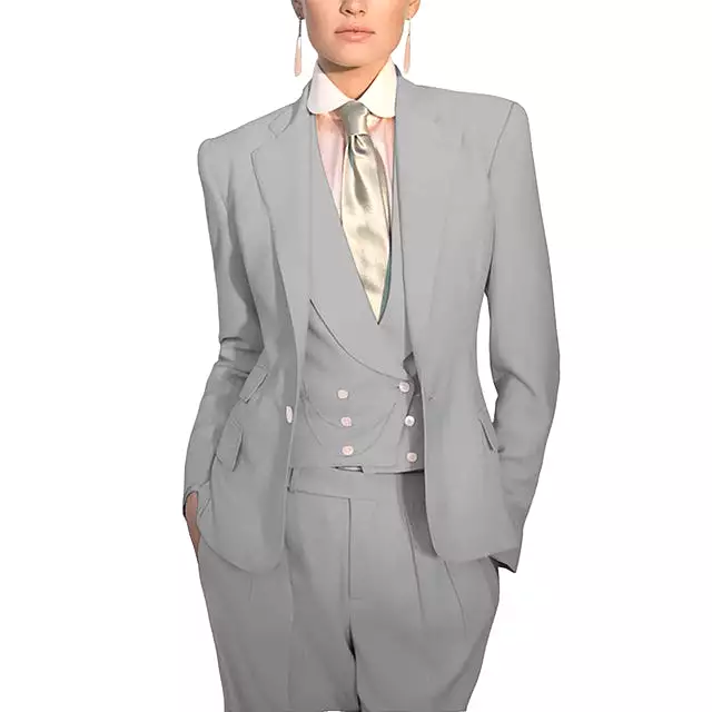 Women Suit 3 Piece Business Formal Work Wear Slim Pants Suit Blazer + Pants