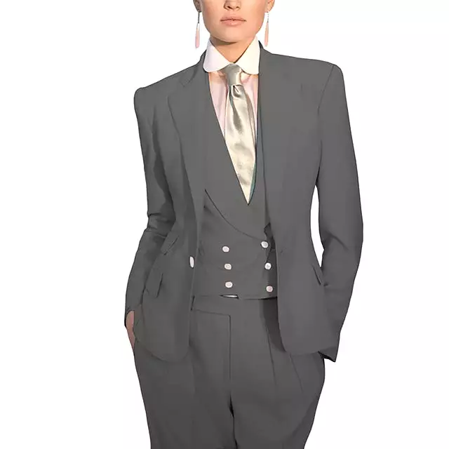 Women Suit 3 Piece Business Formal Work Wear Slim Pants Suit Blazer + Pants