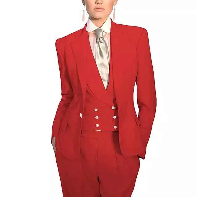 Women Suit 3 Piece Business Formal Work Wear Slim Pants Suit Blazer + Pants