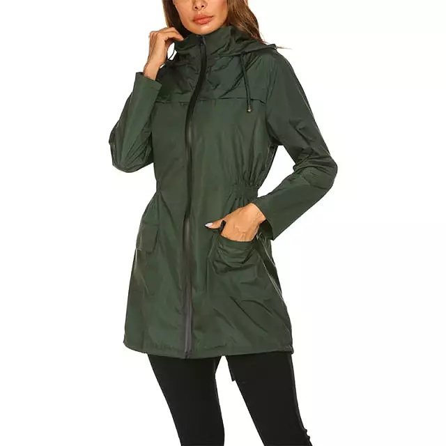 Women's Long Hooded Raincoat Poncho Waterproof Impermeable Trench Coats Clothes Portable Female Outdoor Rain Jacket Cloak Covers