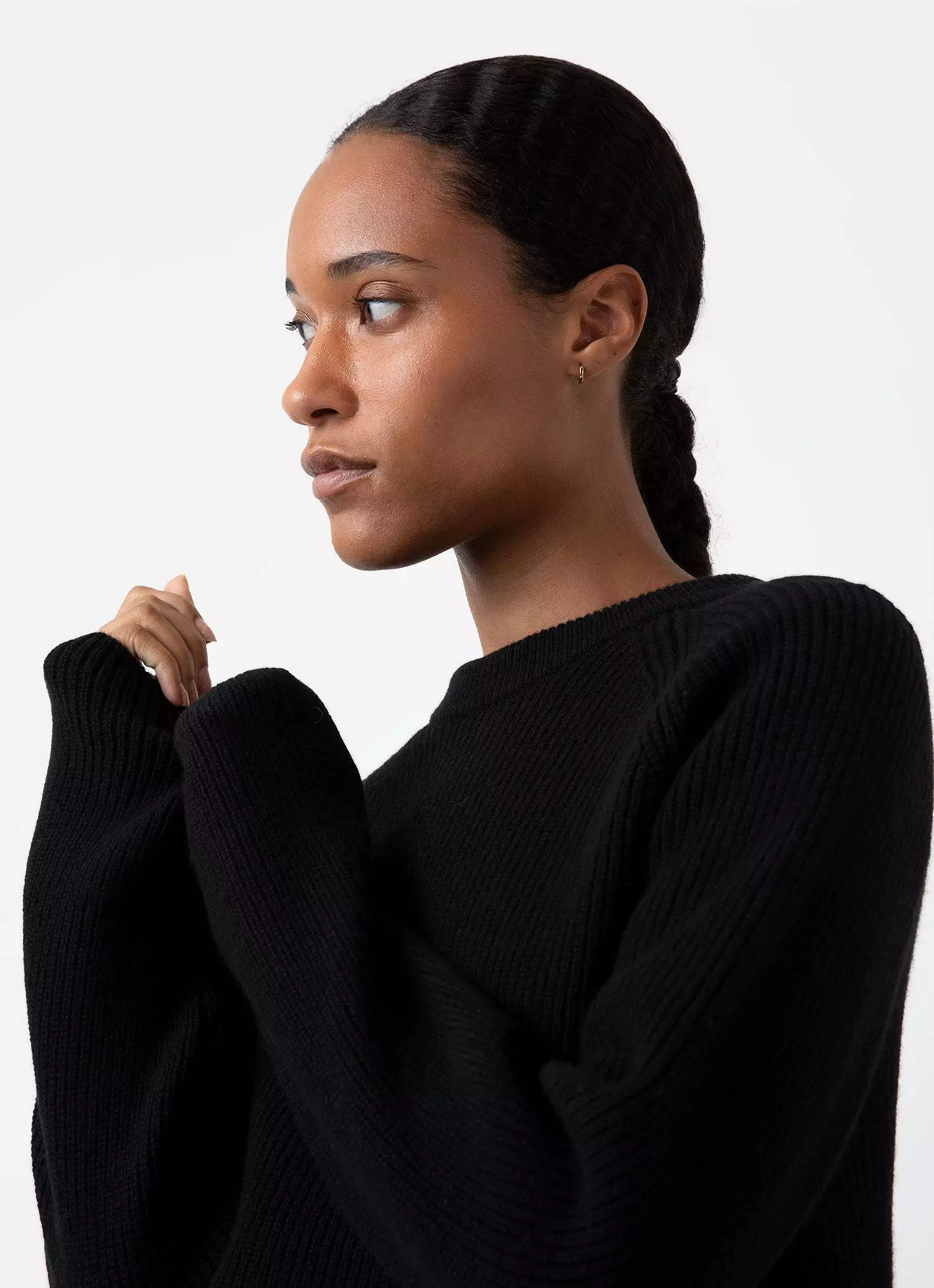 Women's Wool Cashmere Rib Jumper in Black