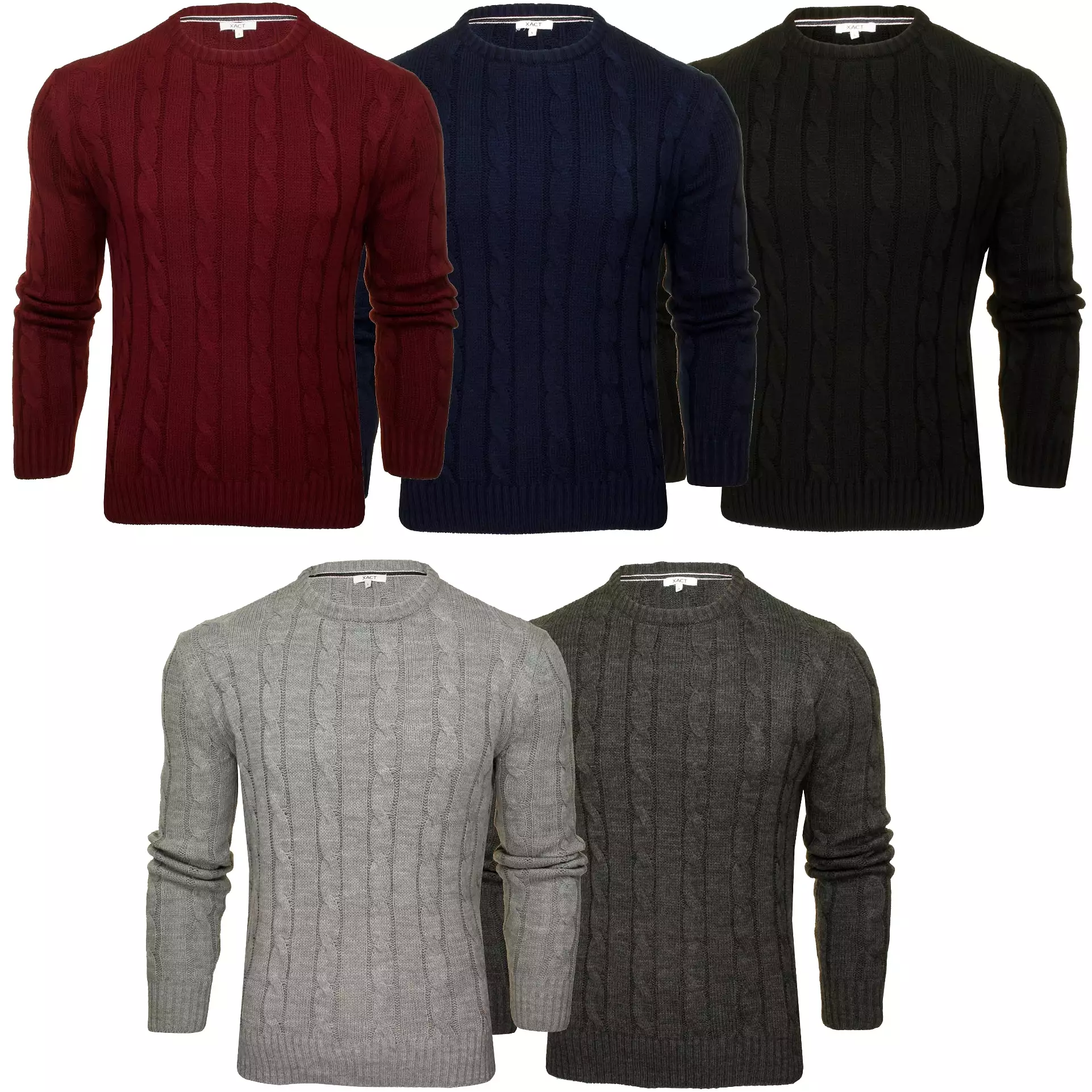 Xact Men's Crew Neck Cable Knit Jumper