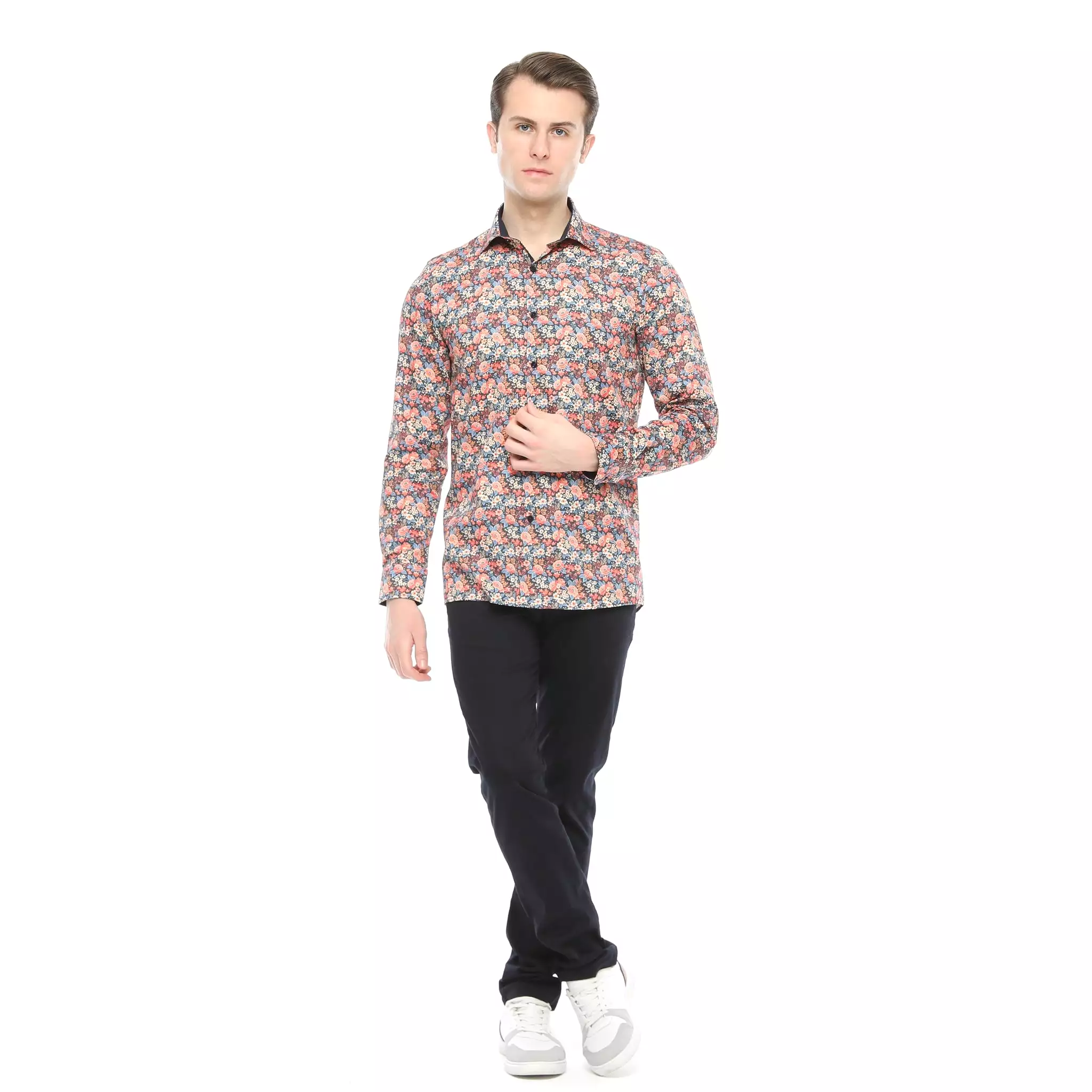 Xact Men's Ditsy Floral Print Long Sleeved Shirt, Regular Fit