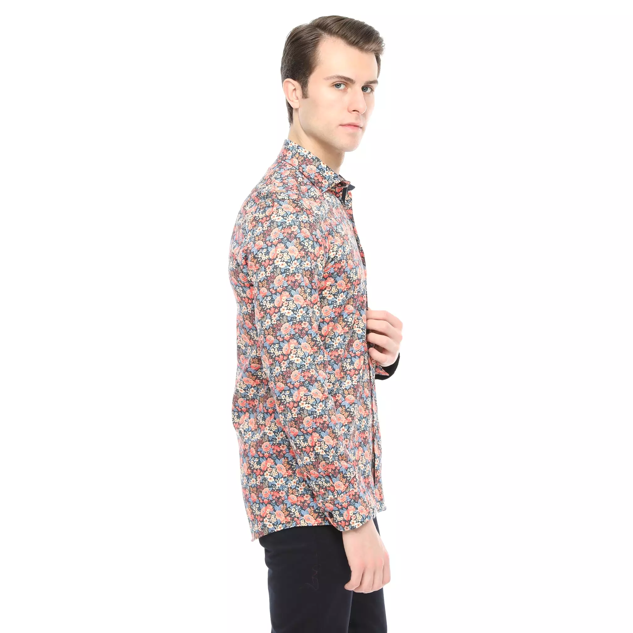 Xact Men's Ditsy Floral Print Long Sleeved Shirt, Regular Fit