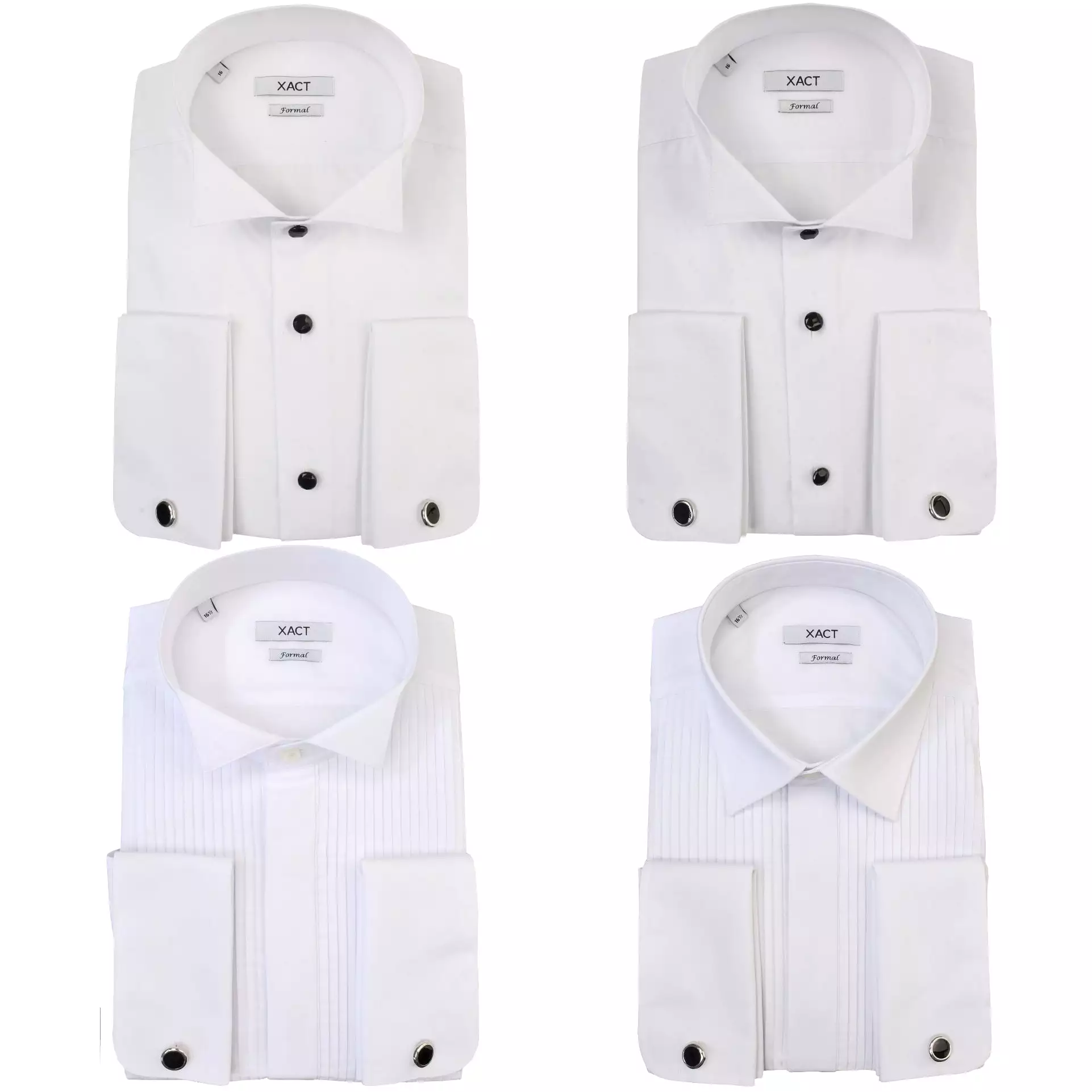 Xact Men's Formal Tuxedo/Dress Shirt with Double Cuff and Cuff Links