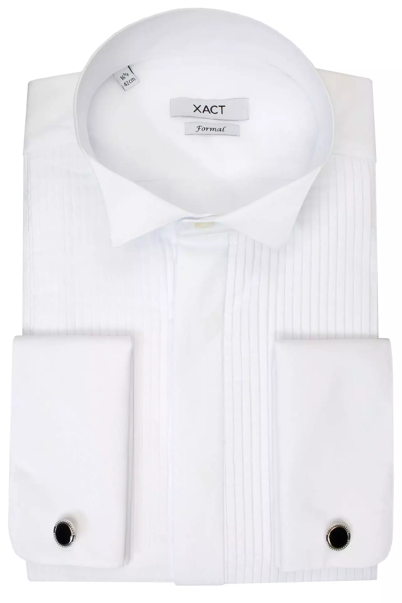 Xact Men's Formal Tuxedo/Dress Shirt with Double Cuff and Cuff Links