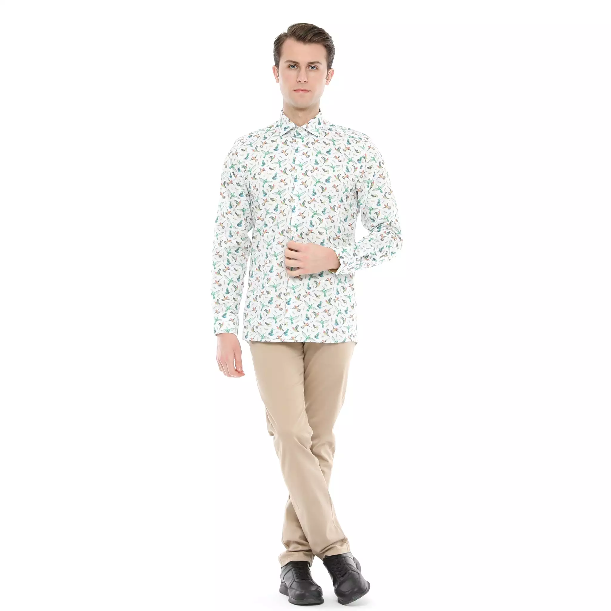 Xact Men's Hummingbird Print Long Sleeved Shirt, Regular Fit