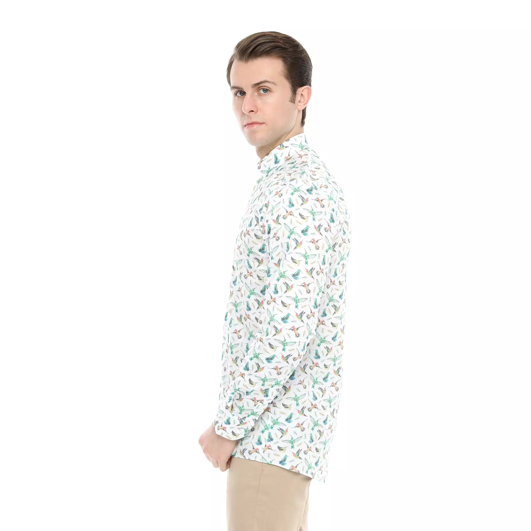 Xact Men's Hummingbird Print Long Sleeved Shirt, Regular Fit