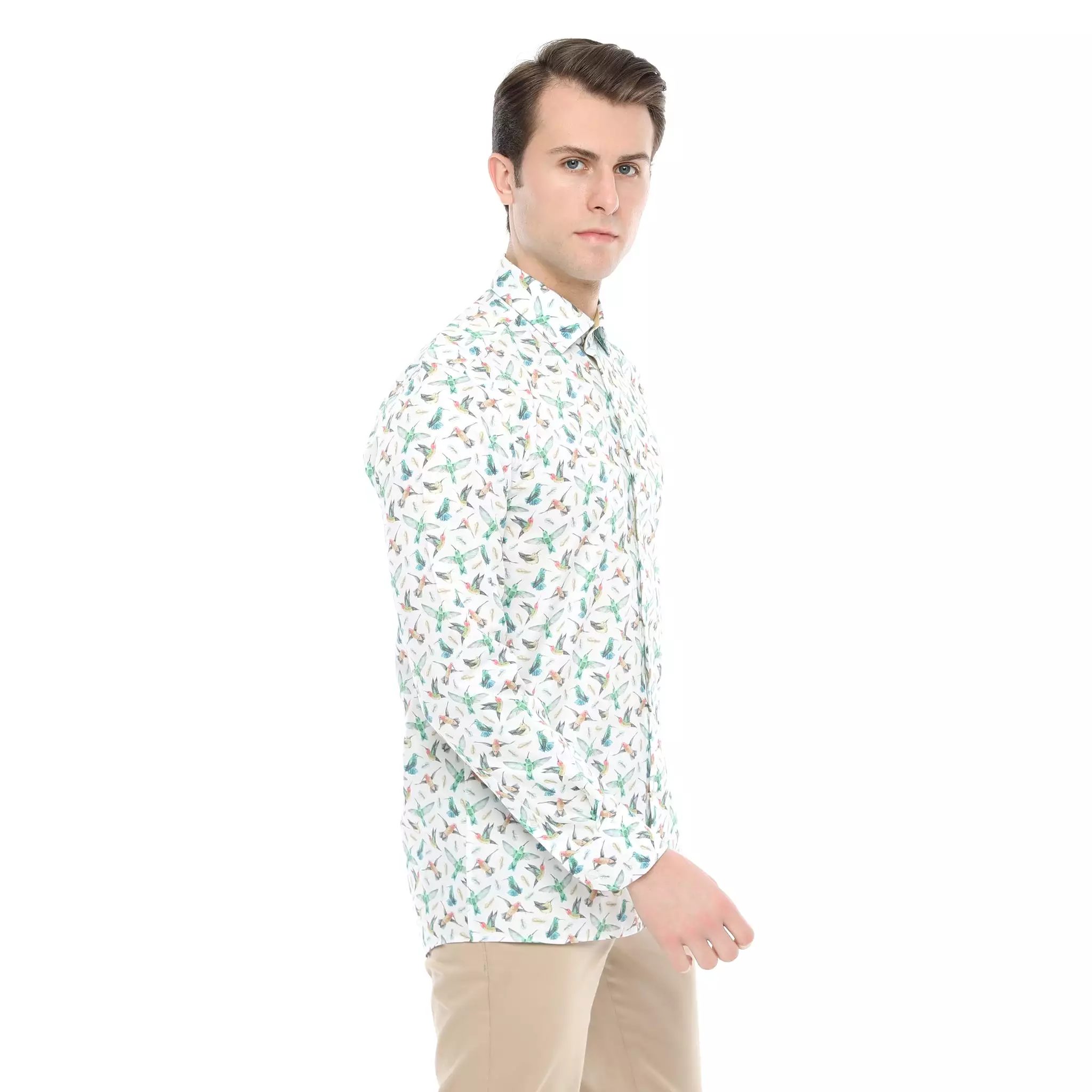 Xact Men's Hummingbird Print Long Sleeved Shirt, Regular Fit