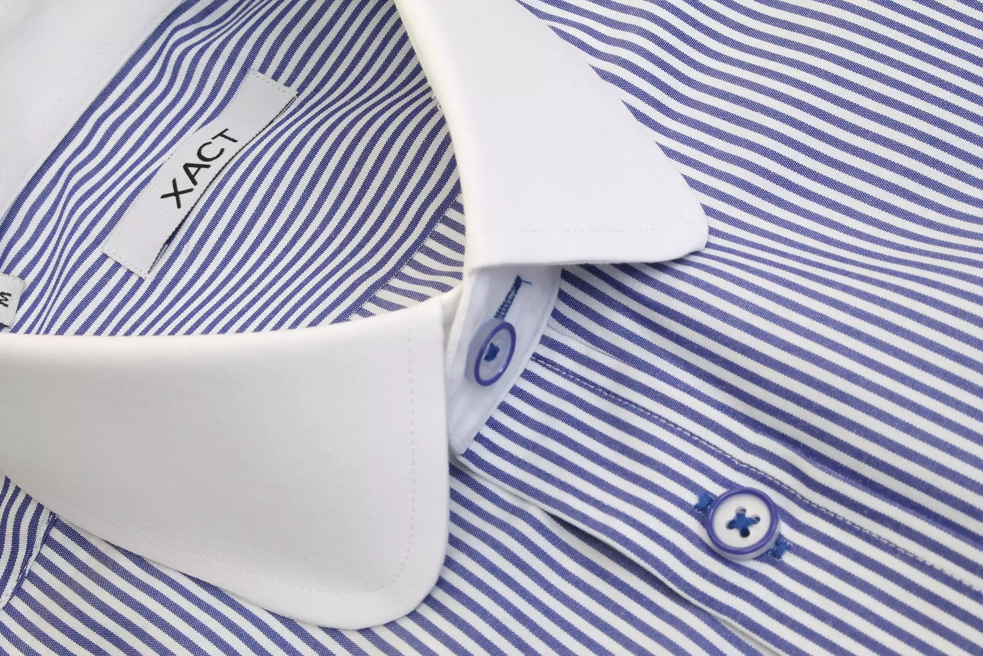 Xact Men's Long-Sleeved Striped Shirt with White Penny/Club Collar and White Cuffs