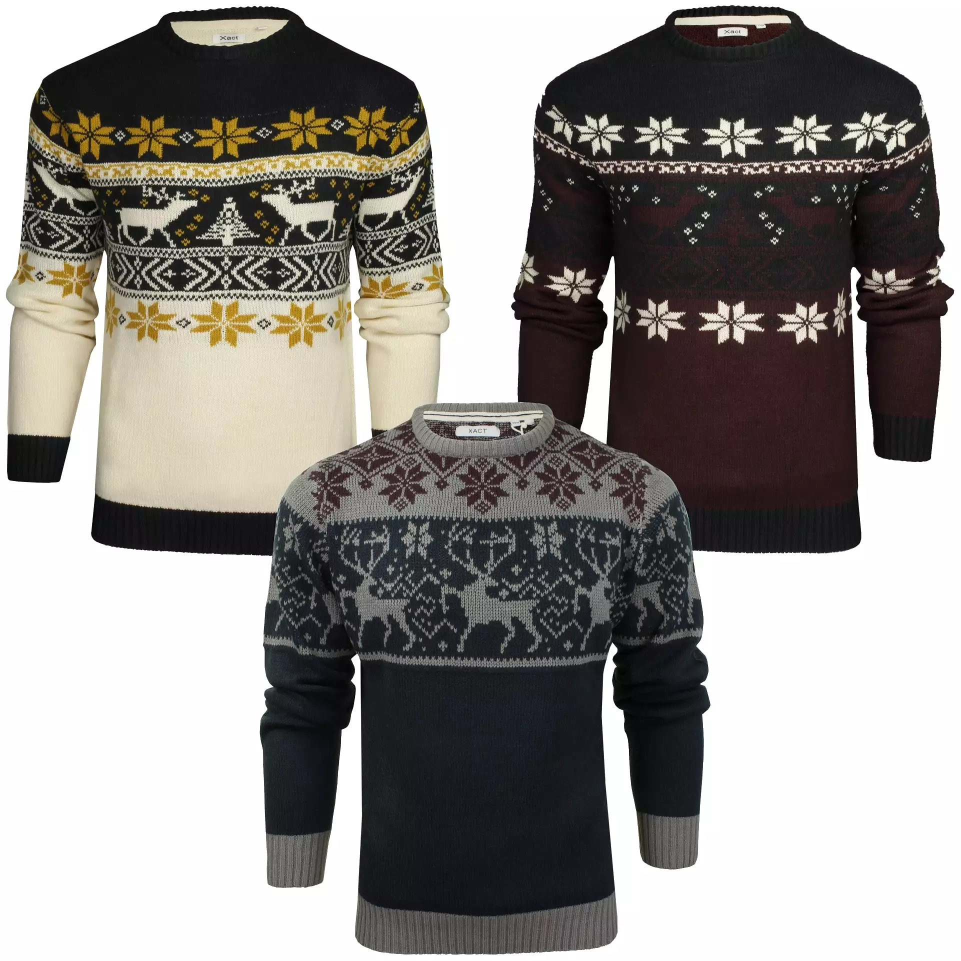 Xact Men's Nordic Fairisle Crew Neck Christmas Jumper