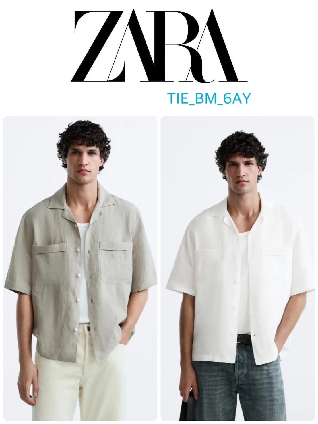 ZARA  |Linen Plain Short Sleeves Shirts