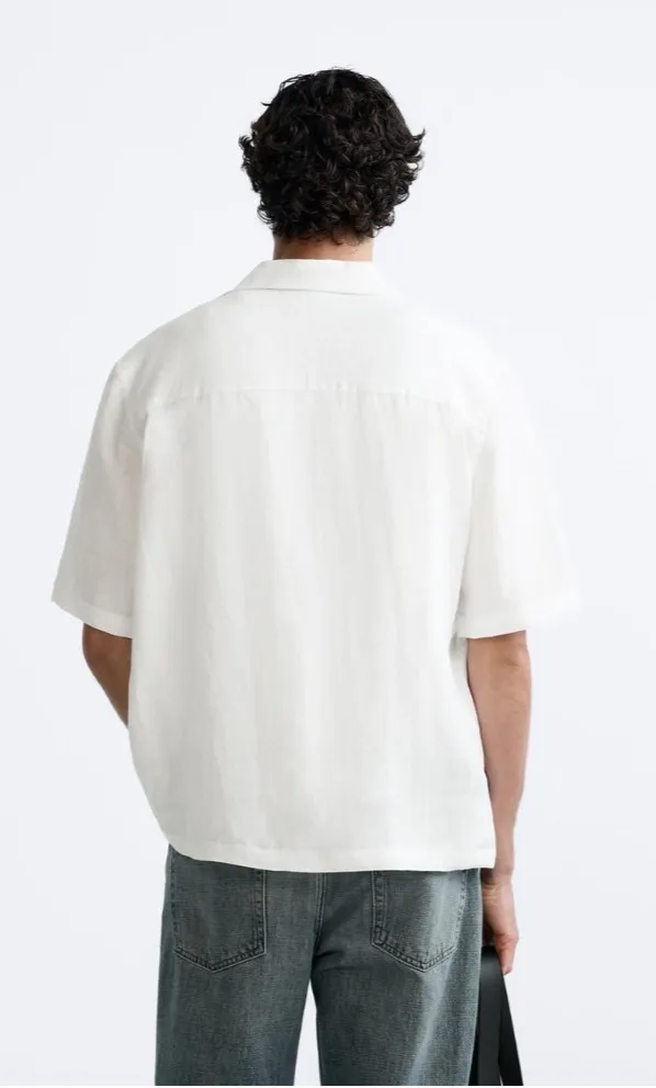 ZARA  |Linen Plain Short Sleeves Shirts