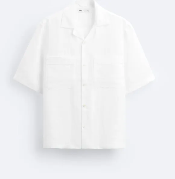 ZARA  |Linen Plain Short Sleeves Shirts