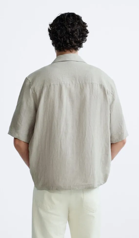 ZARA  |Linen Plain Short Sleeves Shirts