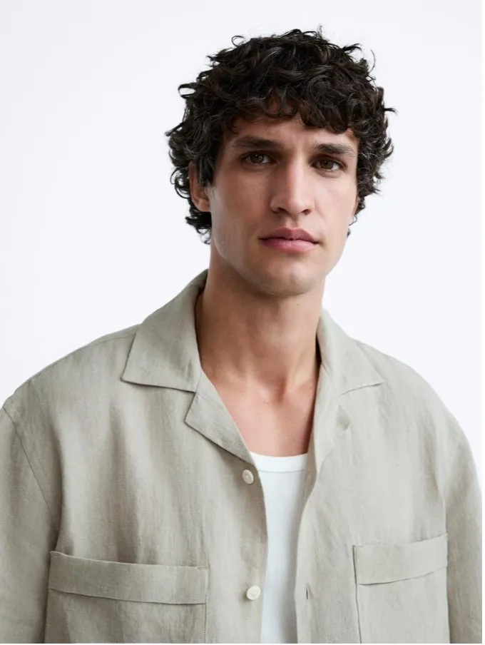 ZARA  |Linen Plain Short Sleeves Shirts