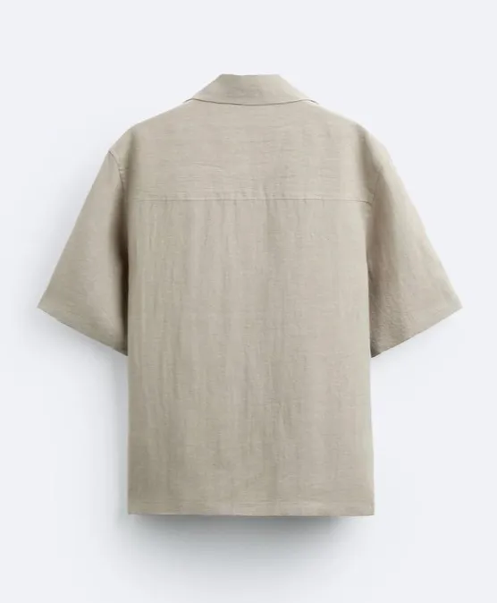 ZARA  |Linen Plain Short Sleeves Shirts