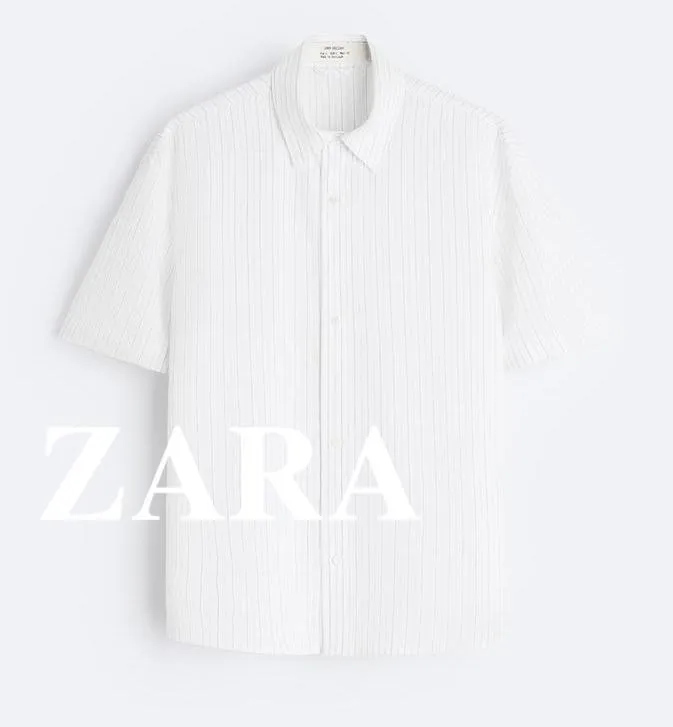 ZARA  |Stripes Silk Short Sleeves Shirts