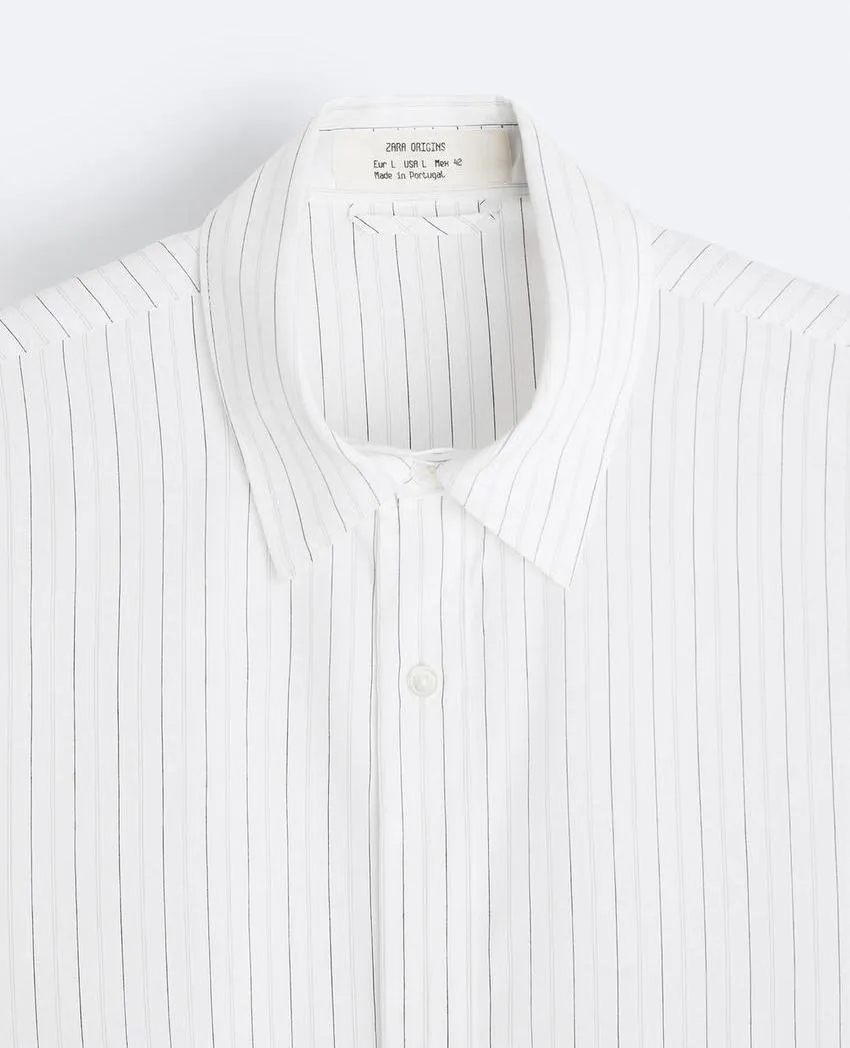 ZARA  |Stripes Silk Short Sleeves Shirts