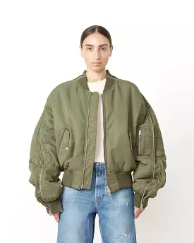 Zipped Bomber Jacket in Hunter Green